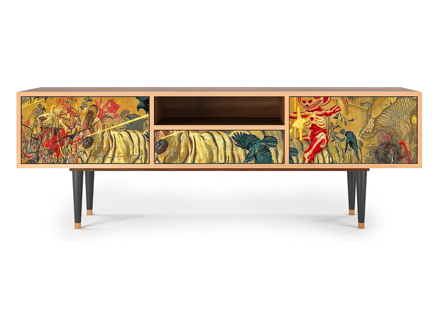 Móvel De Tv| Mueble de TV - 170х59х41 cm - T6 - Blood by James Jean, Nogueira Castanho