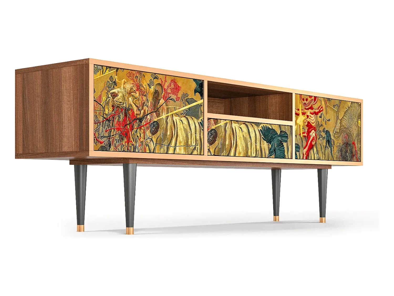 Móvel De Tv| Mueble de TV - 170х59х41 cm - T6 - Blood by James Jean, Nogueira Castanho