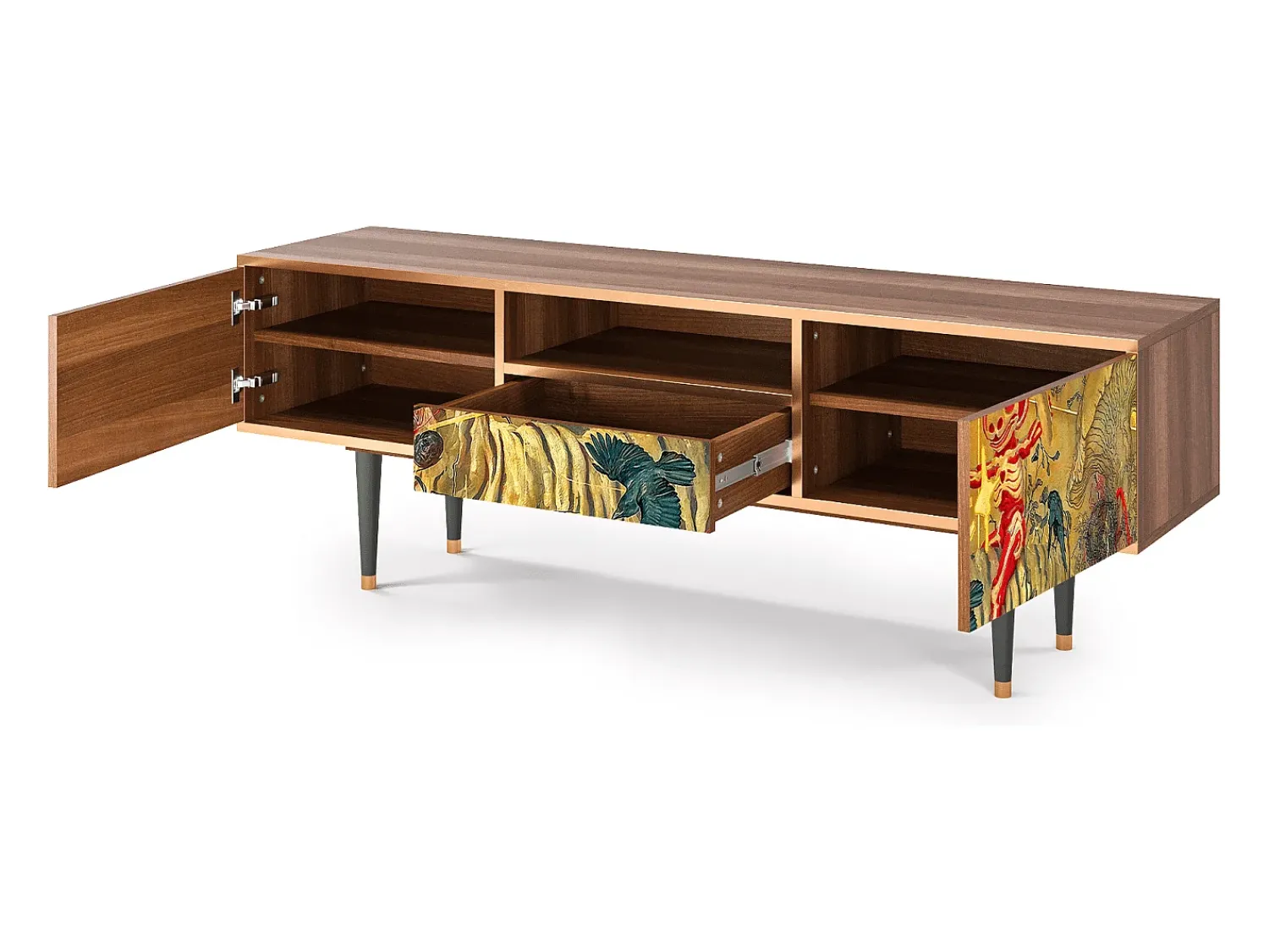 Móvel De Tv| Mueble de TV - 170х59х41 cm - T6 - Blood by James Jean, Nogueira Castanho
