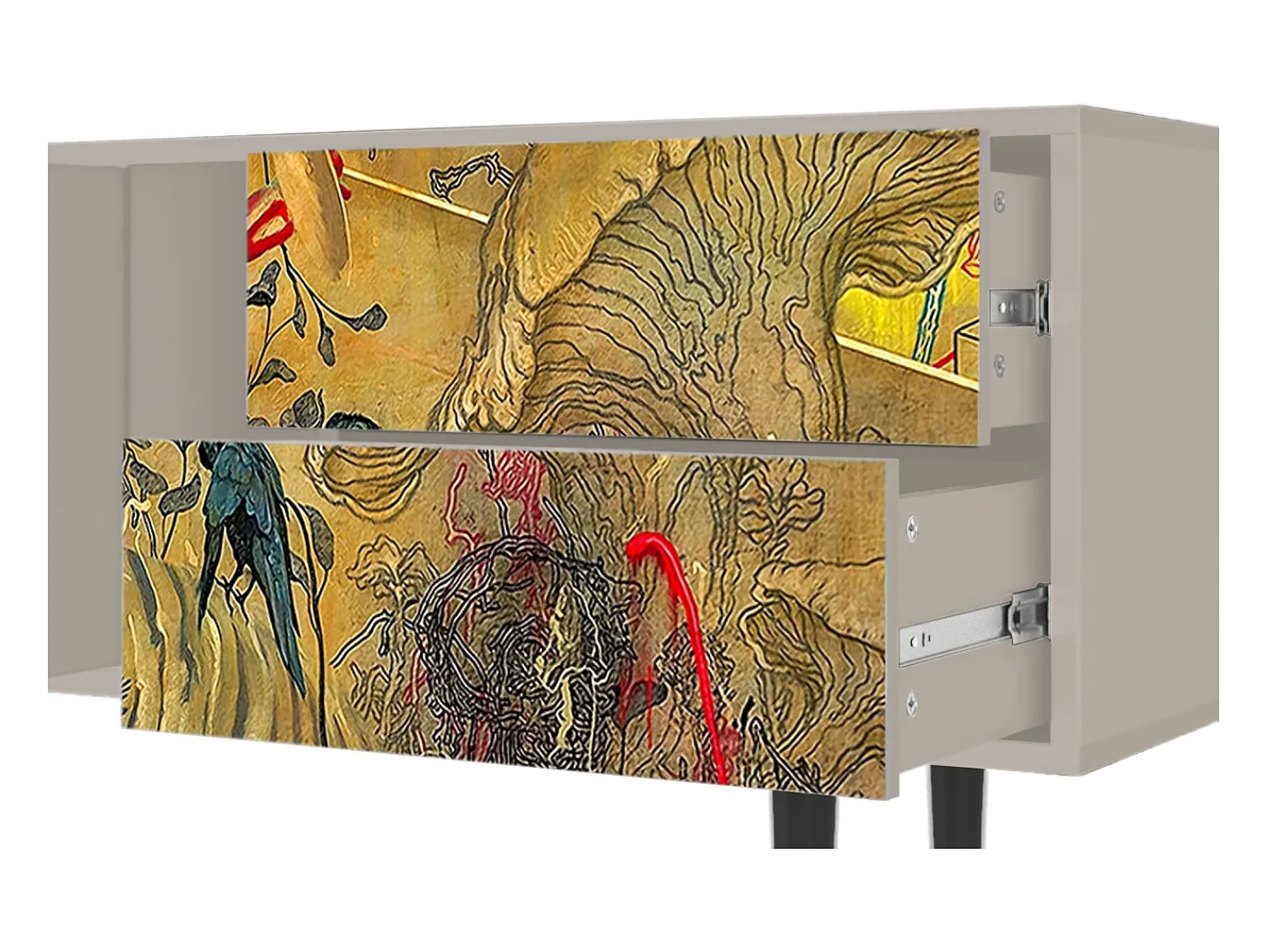 Móvel De Tv* Mueble de TV - 170х69х48 cm - T1 - Blood by James Jean, Areia Bege
