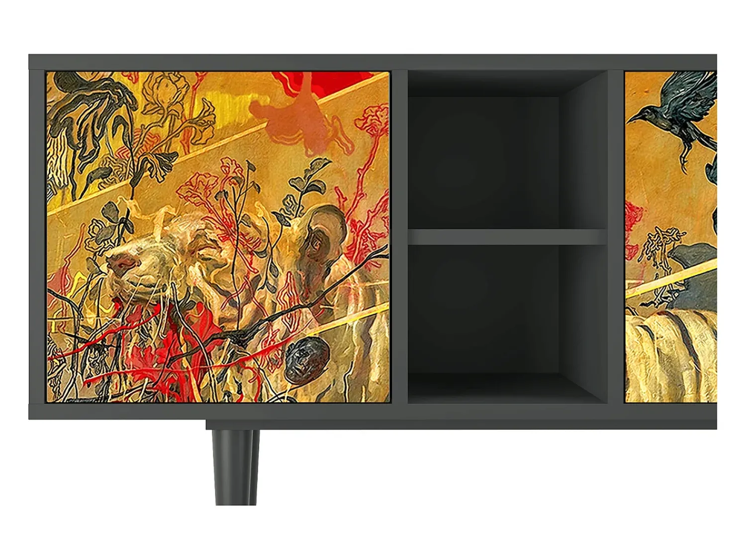 Mueble de TV - 150х69х41 cm - T5 - Blood by James Jean, Antracite^ Móvel De Tv