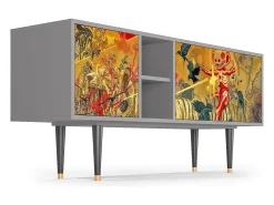 New Mueble de TV - 150х69х41 cm - T5 - Blood by James Jean, Cinza Cinzento
