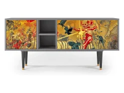 New Mueble de TV - 150х69х41 cm - T5 - Blood by James Jean, Cinza Cinzento
