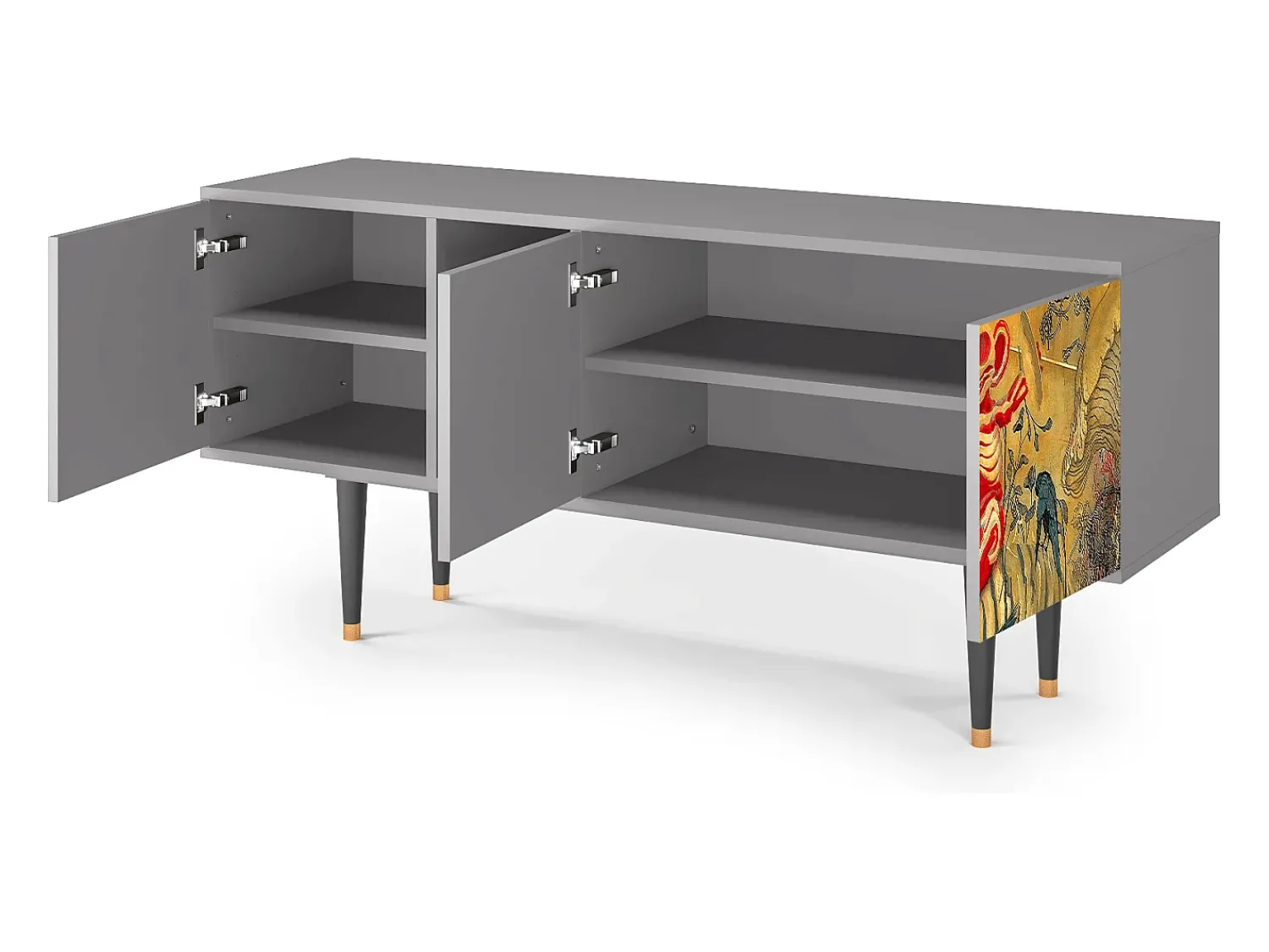 New Mueble de TV - 150х69х41 cm - T5 - Blood by James Jean, Cinza Cinzento
