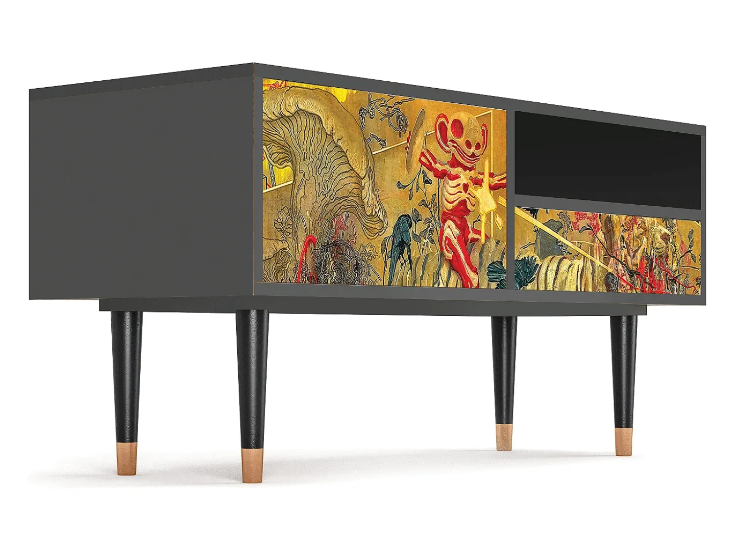 Móvel De Tv| Mueble de TV - 115х59х48 cm - T3 - Blood by James Jean, Antracite Cinza antracite