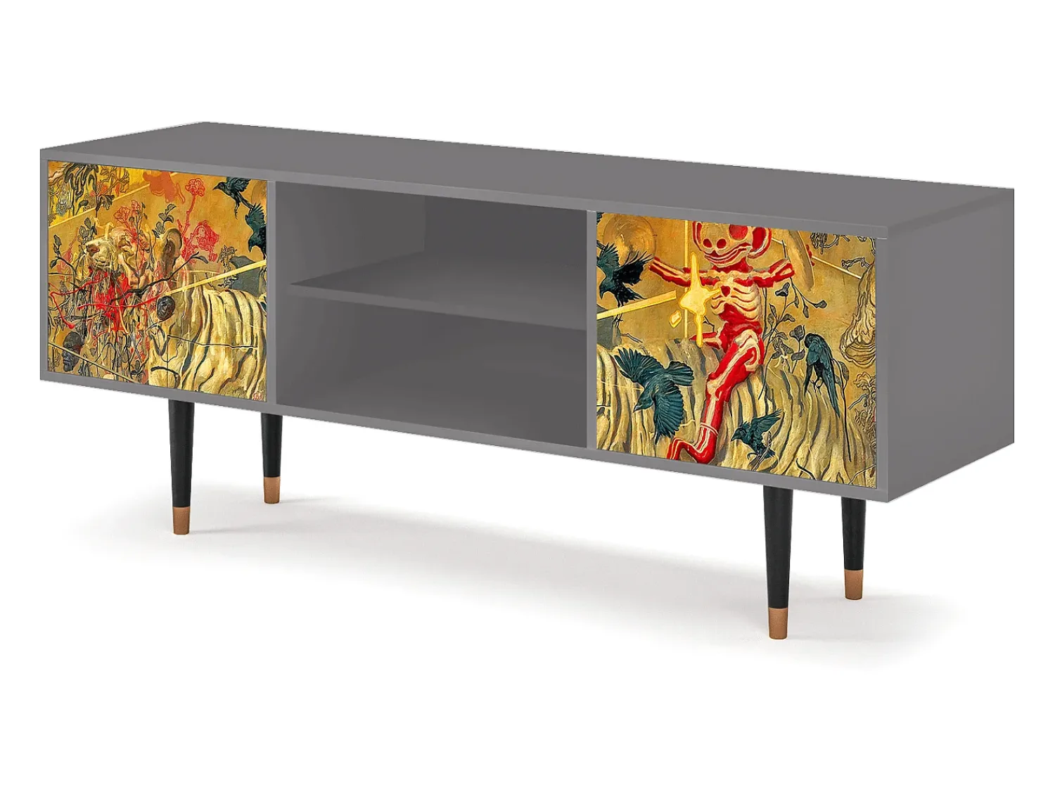 Mueble de TV - 170х69х48 cm - T2 - Blood by James Jean, Cinza Cinzento