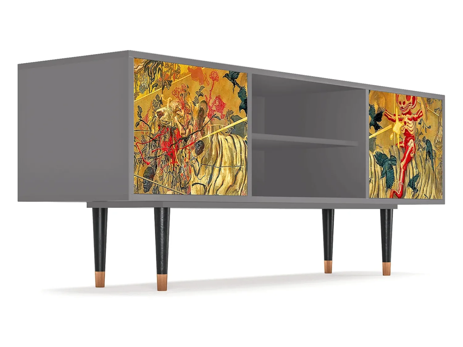 Mueble de TV - 170х69х48 cm - T2 - Blood by James Jean, Cinza Cinzento