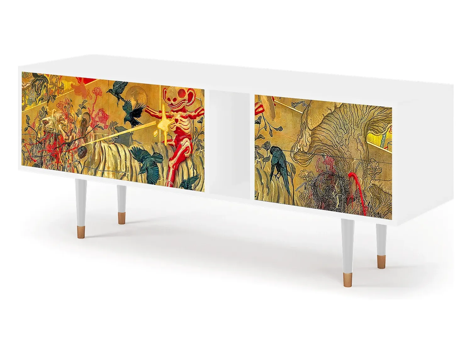 Móvel De Tv* Mueble de TV - 170х69х48 cm - T1 - Blood by James Jean, Branco Bege
