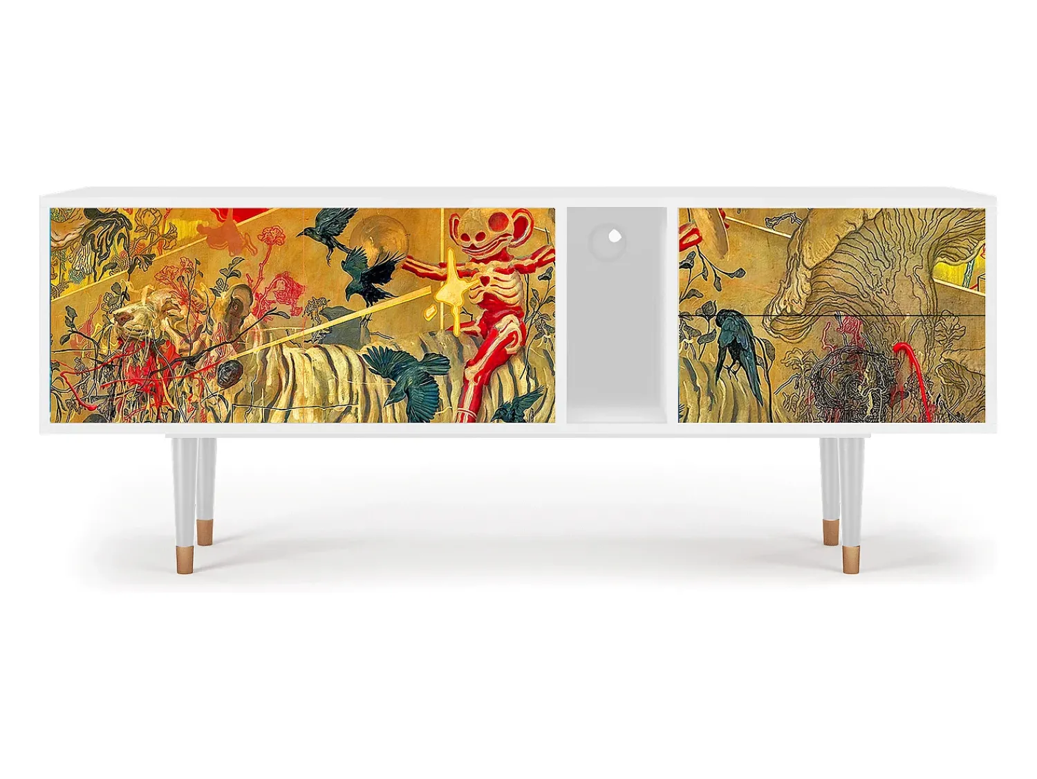 Móvel De Tv* Mueble de TV - 170х69х48 cm - T1 - Blood by James Jean, Branco Bege