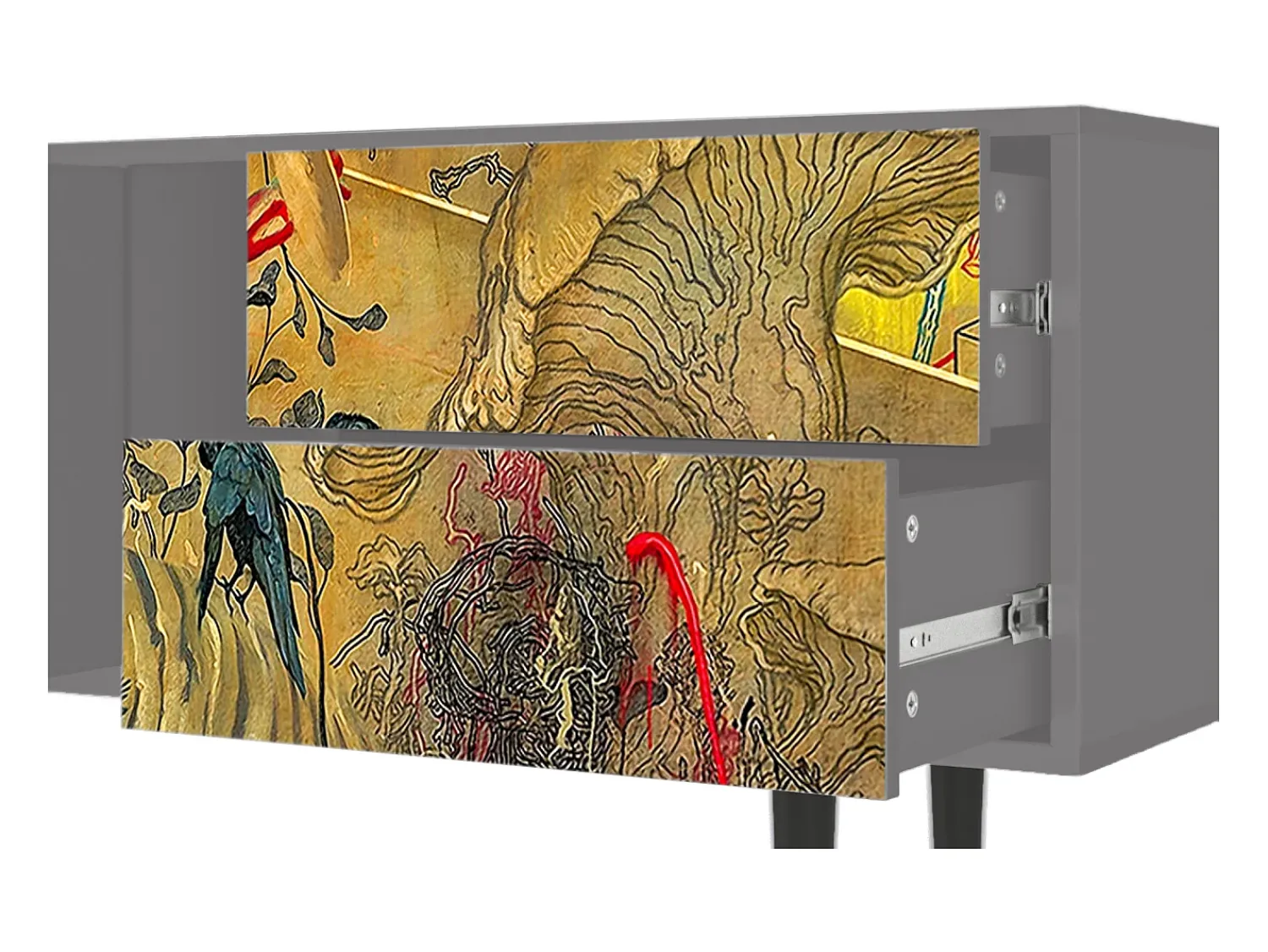 Mueble de TV - 170х69х48 cm - T1 - Blood by James Jean, Cinza^ Móvel De Tv