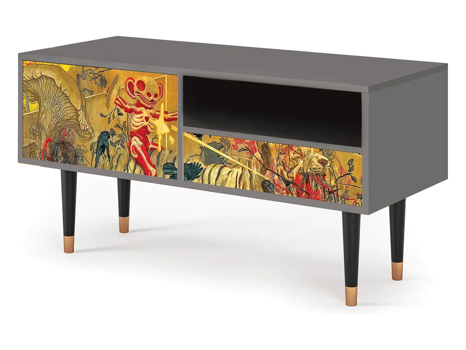 Móvel De Tv* Mueble de TV - 115х59х48 cm - T3 - Blood by James Jean, Cinza Cinzento