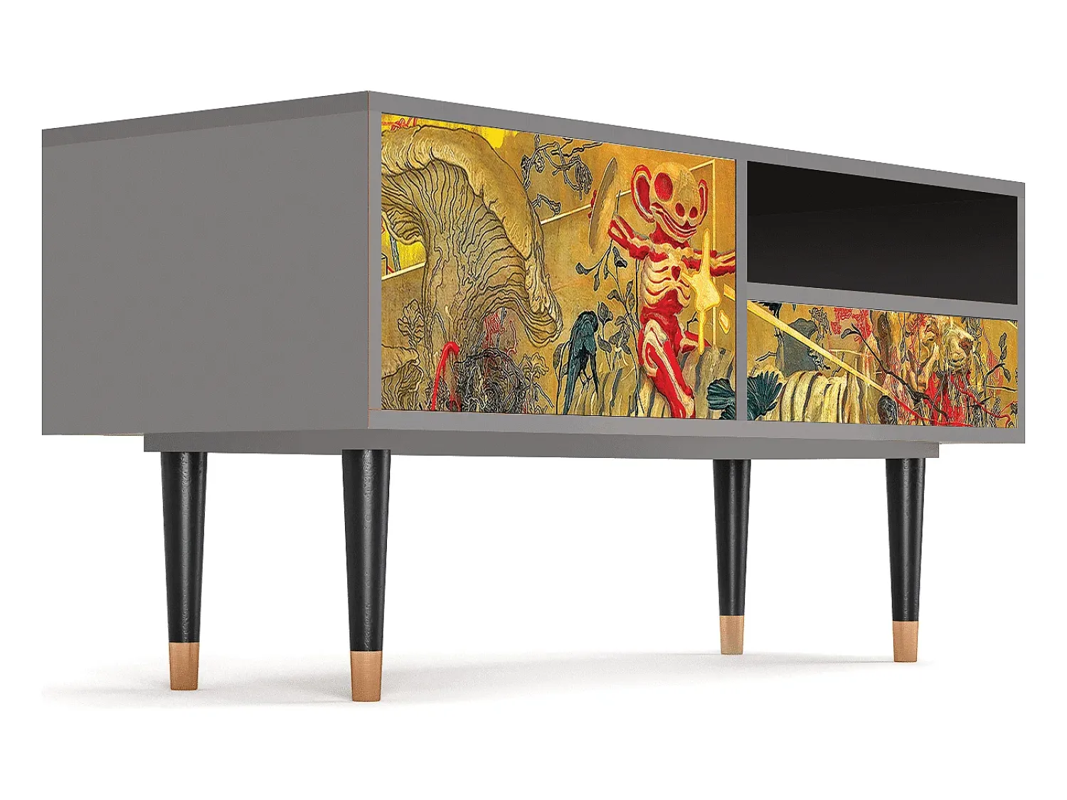 Móvel De Tv* Mueble de TV - 115х59х48 cm - T3 - Blood by James Jean, Cinza Cinzento