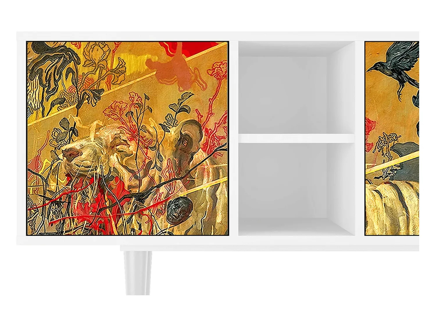 Móvel De Tv* Mueble de TV - 150х69х41 cm - T5 - Blood by James Jean, Branco Bege