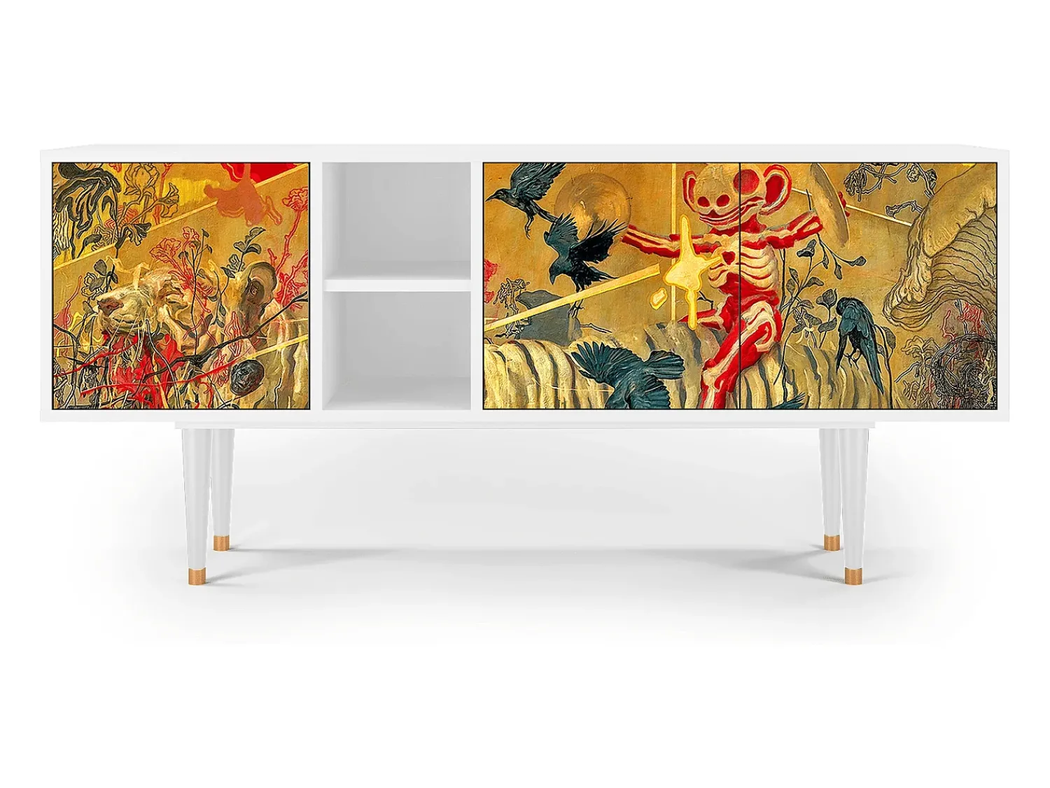Móvel De Tv* Mueble de TV - 150х69х41 cm - T5 - Blood by James Jean, Branco Bege