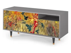 Móvel De Tv* Mueble de TV - 125х56х41 cm - T7 - Blood by James Jean, Cinza Cinzento