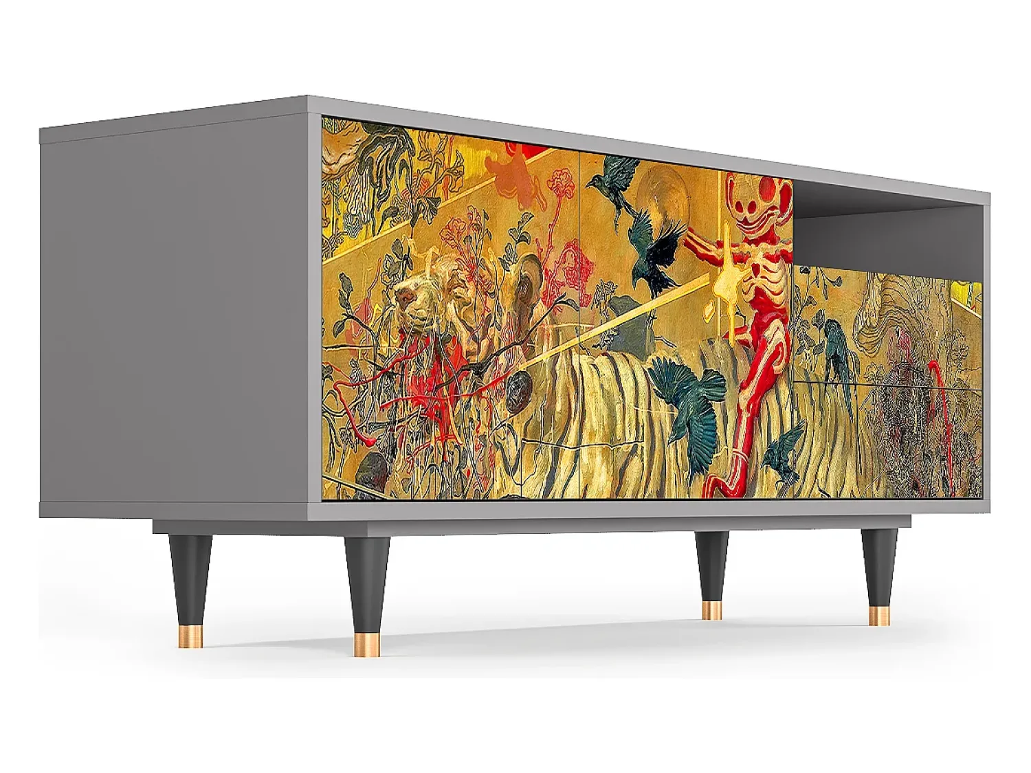 Móvel De Tv* Mueble de TV - 125х56х41 cm - T7 - Blood by James Jean, Cinza Cinzento