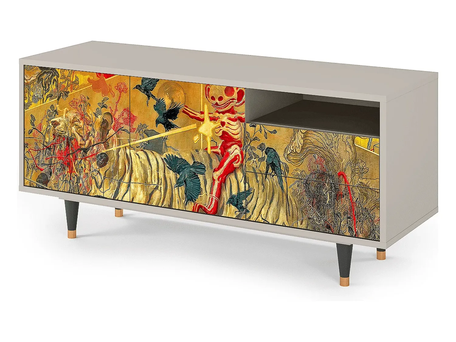Móvel De Tv* Mueble de TV - 125х56х41 cm - T7 - Blood by James Jean, Areia Bege