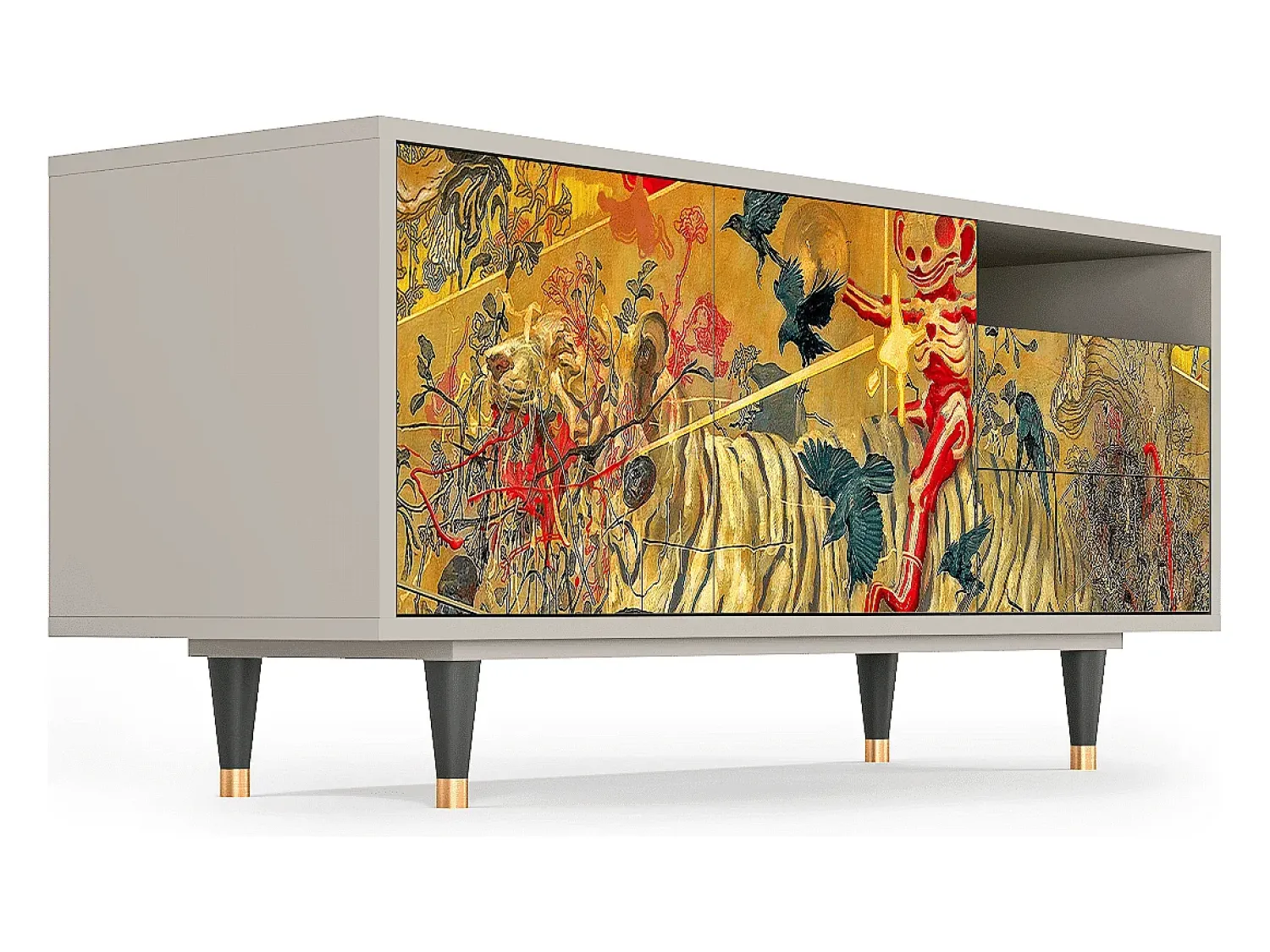 Móvel De Tv* Mueble de TV - 125х56х41 cm - T7 - Blood by James Jean, Areia Bege