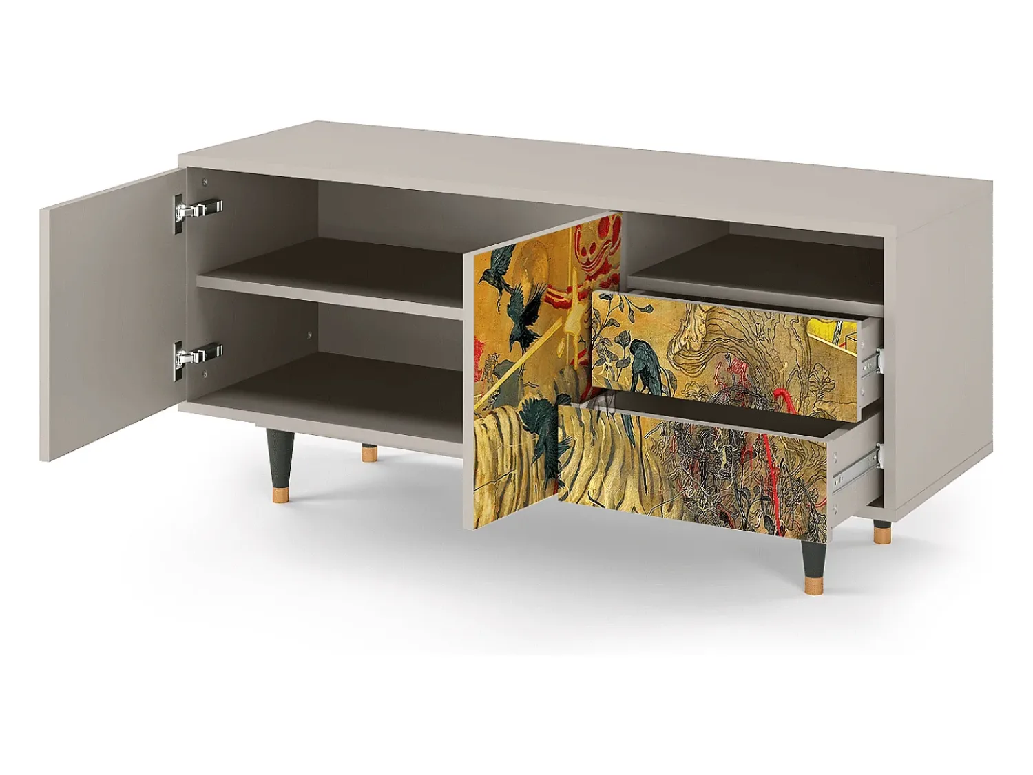 Móvel De Tv* Mueble de TV - 125х56х41 cm - T7 - Blood by James Jean, Areia Bege