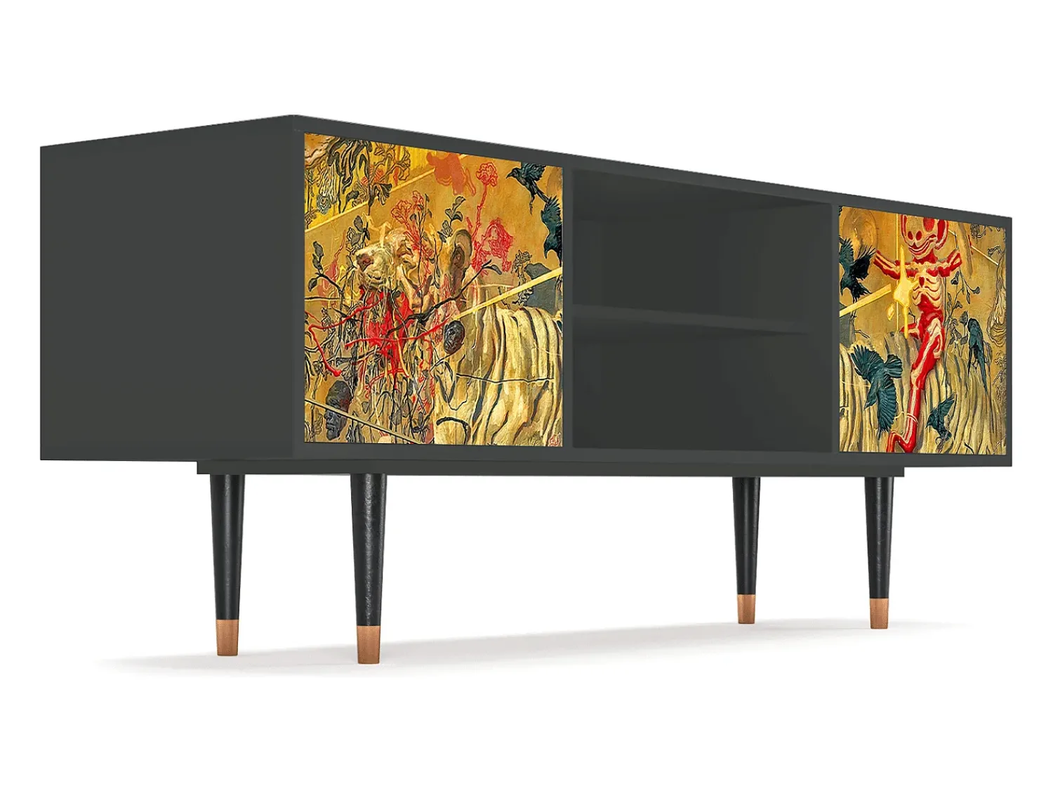 Outlet Mueble de TV - 170х69х48 cm - T2 - Blood by James Jean, Antracite Cinza antracite