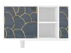 Mueble de TV - 150х69х41 cm - T5 - Blue Lagoon, Branco^ Móvel De Tv