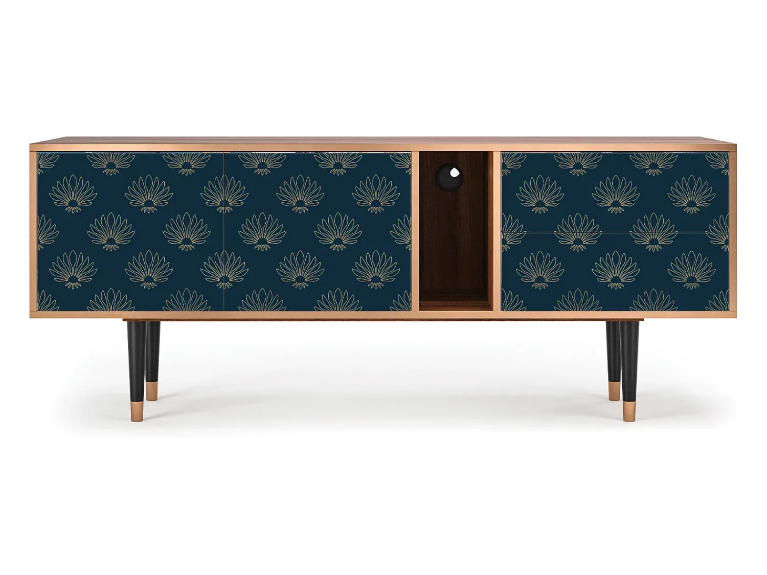 Móvel De Tv| Mueble de TV - 170х69х48 cm - T1 - Blue Lotus, Nogueira Castanho