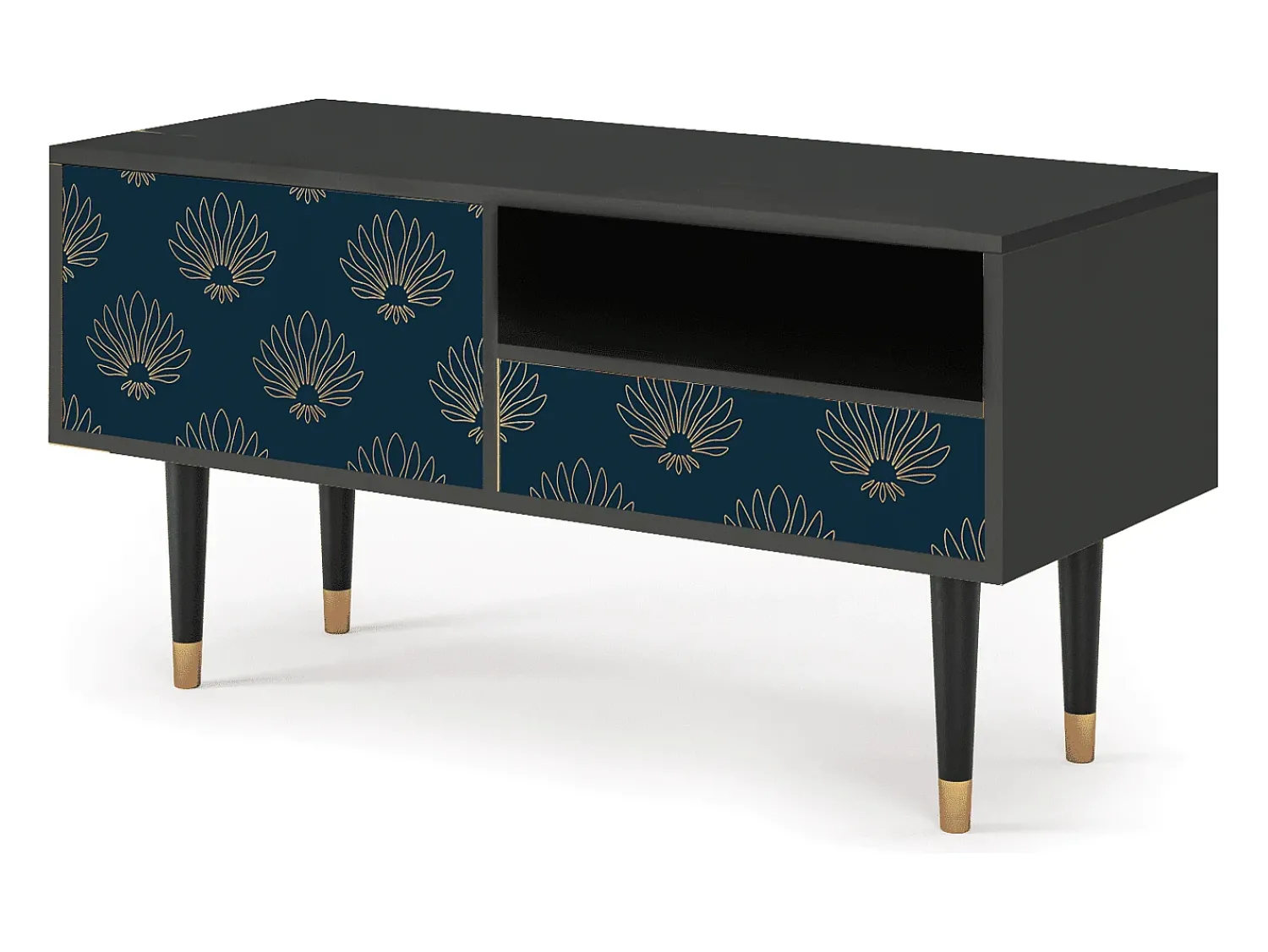 Móvel De Tv* Mueble de TV - 115х59х48 cm - T3 - Blue Lotus, Antracite Cinza antracite