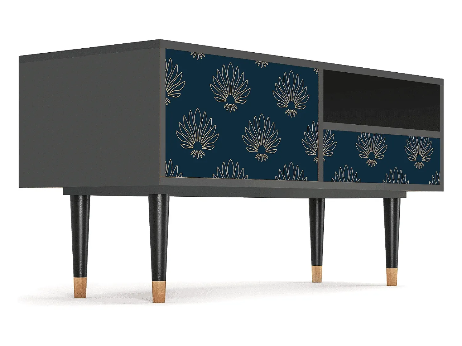 Móvel De Tv* Mueble de TV - 115х59х48 cm - T3 - Blue Lotus, Antracite Cinza antracite