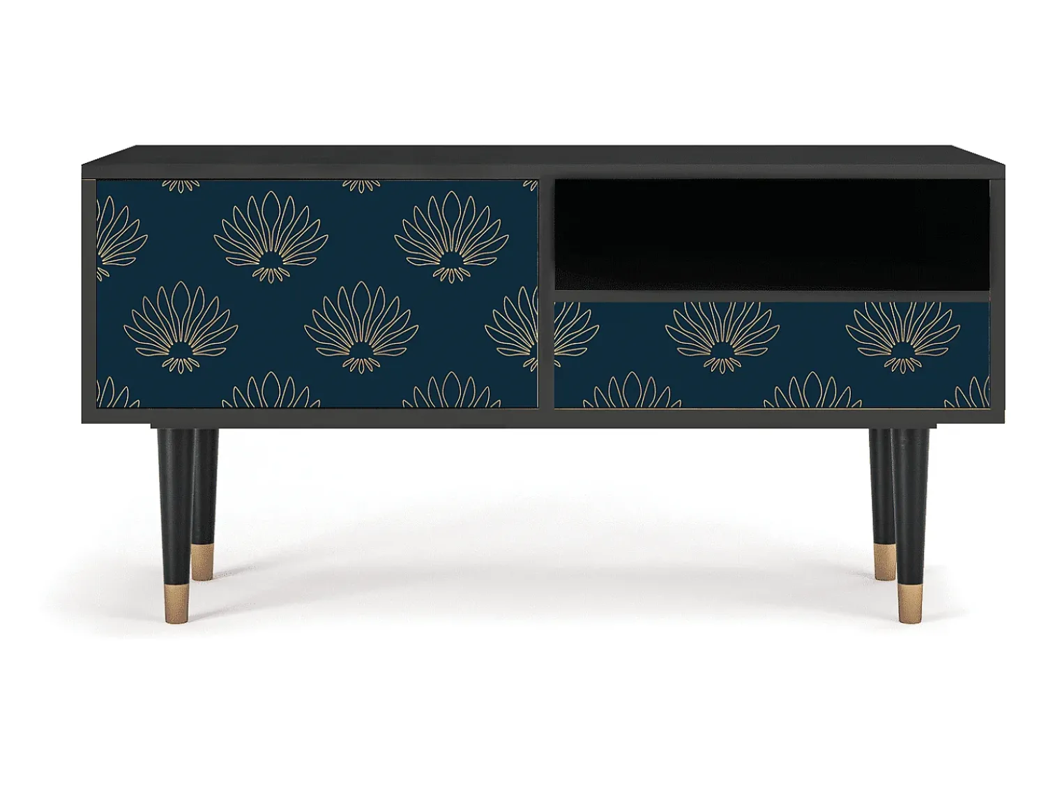 Móvel De Tv* Mueble de TV - 115х59х48 cm - T3 - Blue Lotus, Antracite Cinza antracite