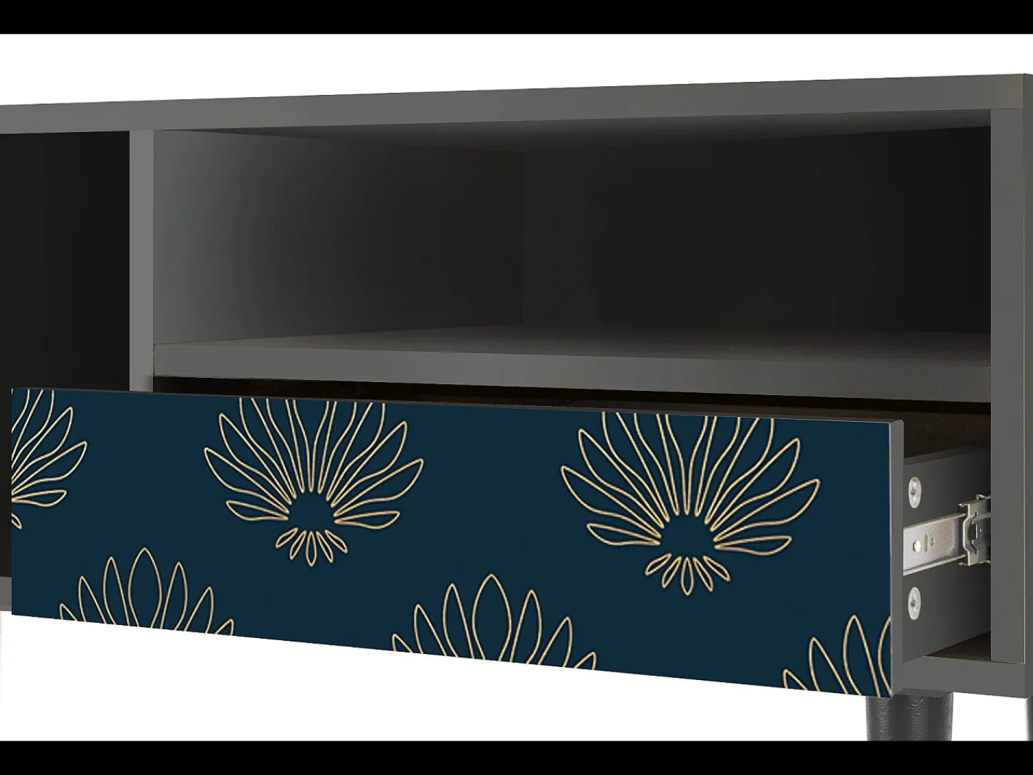 Móvel De Tv* Mueble de TV - 115х59х48 cm - T3 - Blue Lotus, Antracite Cinza antracite