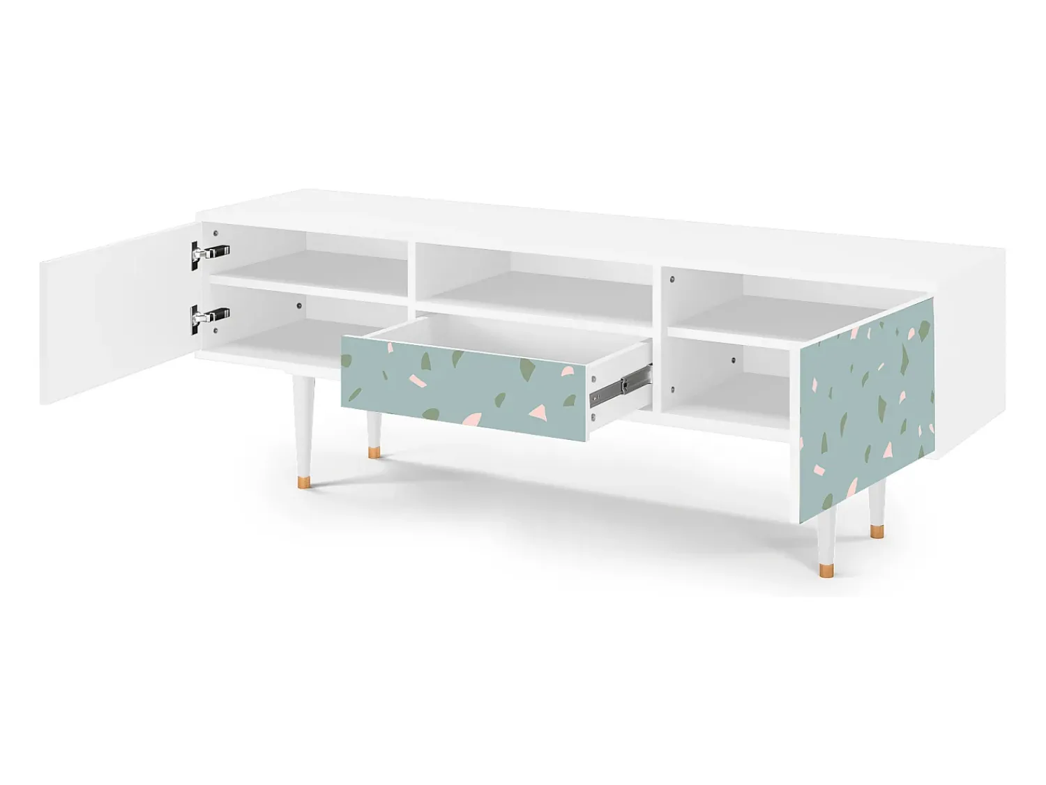 Mueble de TV - 170х59х41 cm - T6 - Blue Drops, Branco Bege