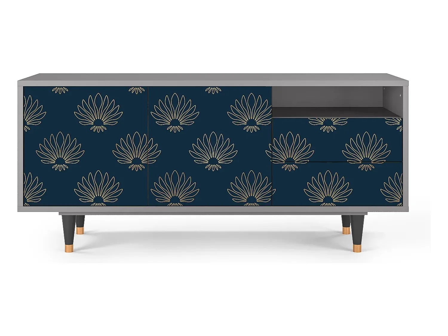 Móvel De Tv* Mueble de TV - 125х56х41 cm - T7 - Blue Lotus, Cinza Cinzento
