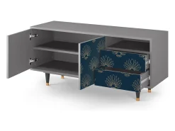 Móvel De Tv* Mueble de TV - 125х56х41 cm - T7 - Blue Lotus, Cinza Cinzento