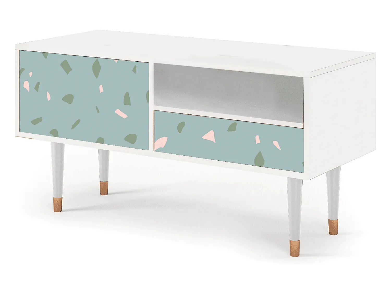 Hot Mueble de TV - 115х59х48 cm - T3 - Blue Drops, Branco Bege