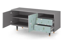Móvel De Tv* Mueble de TV - 125х56х41 cm - T7 - Blue Drops, Cinza Cinzento