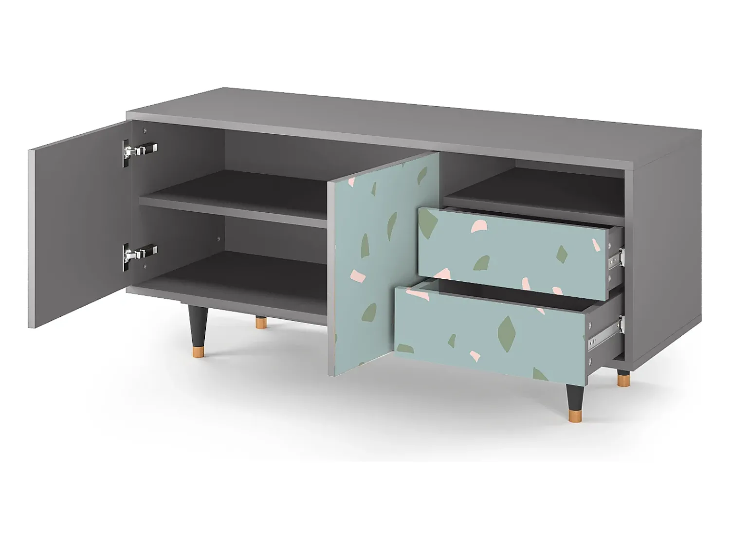 Móvel De Tv* Mueble de TV - 125х56х41 cm - T7 - Blue Drops, Cinza Cinzento