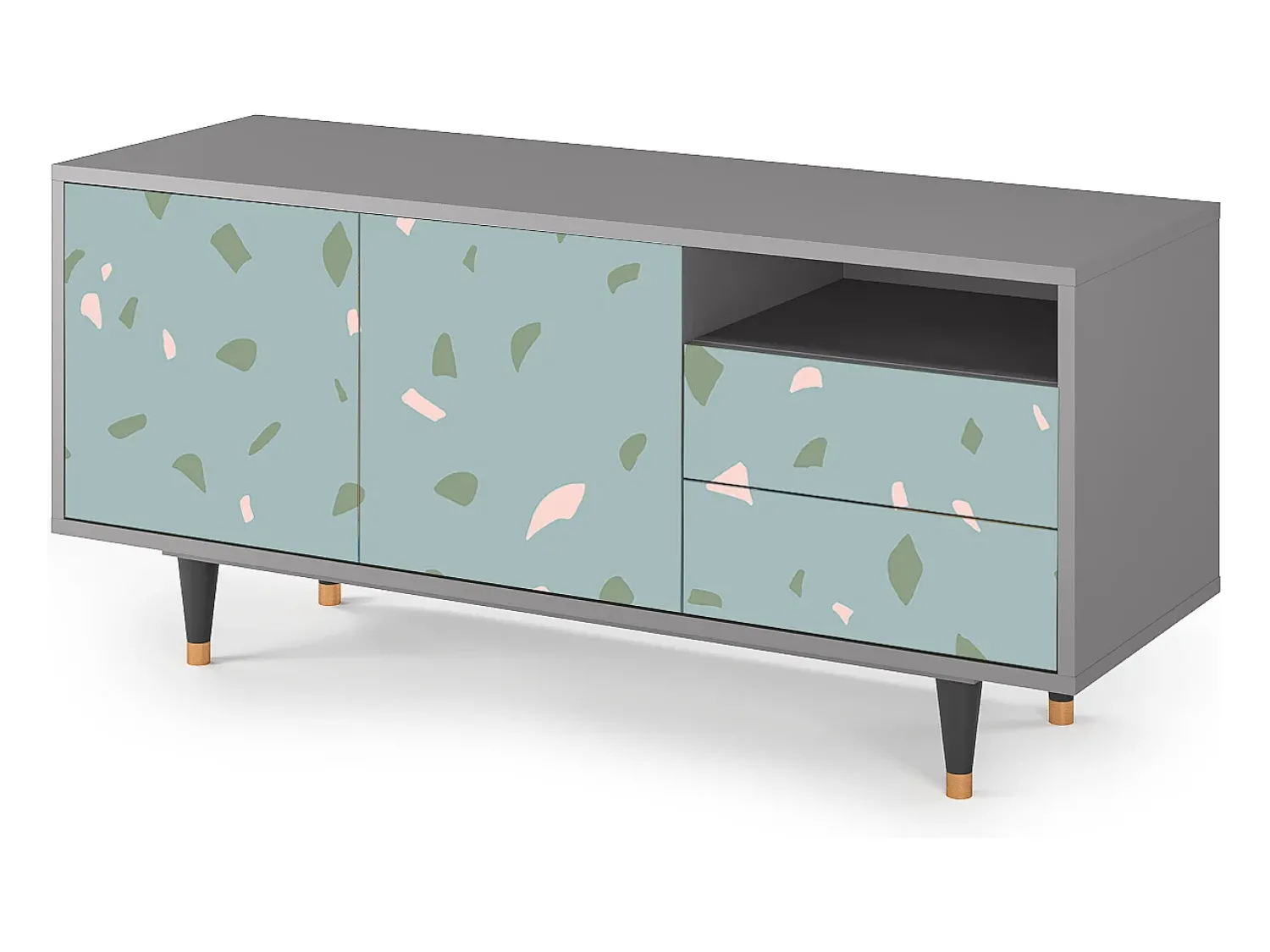 Móvel De Tv* Mueble de TV - 125х56х41 cm - T7 - Blue Drops, Cinza Cinzento