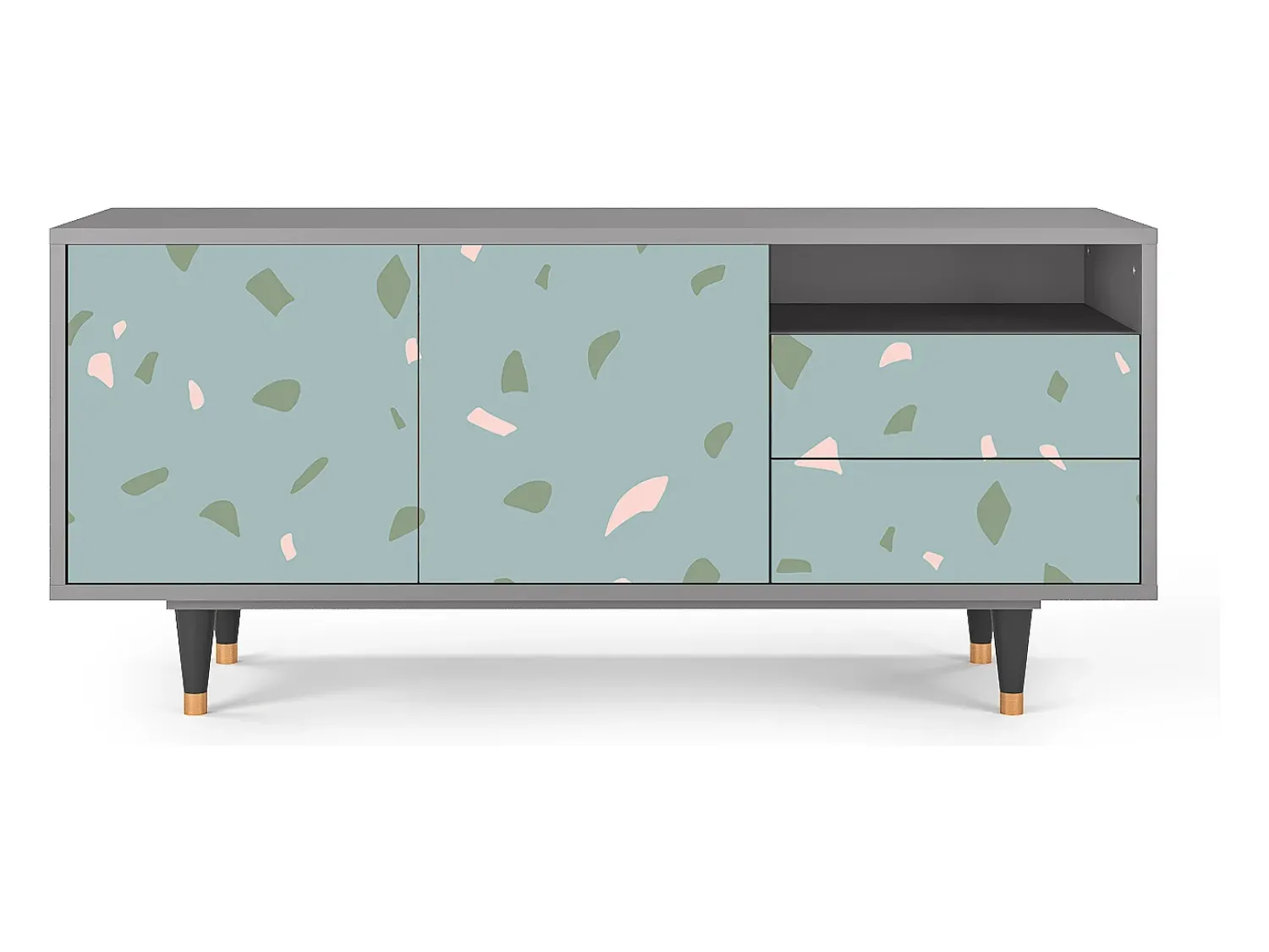 Móvel De Tv* Mueble de TV - 125х56х41 cm - T7 - Blue Drops, Cinza Cinzento
