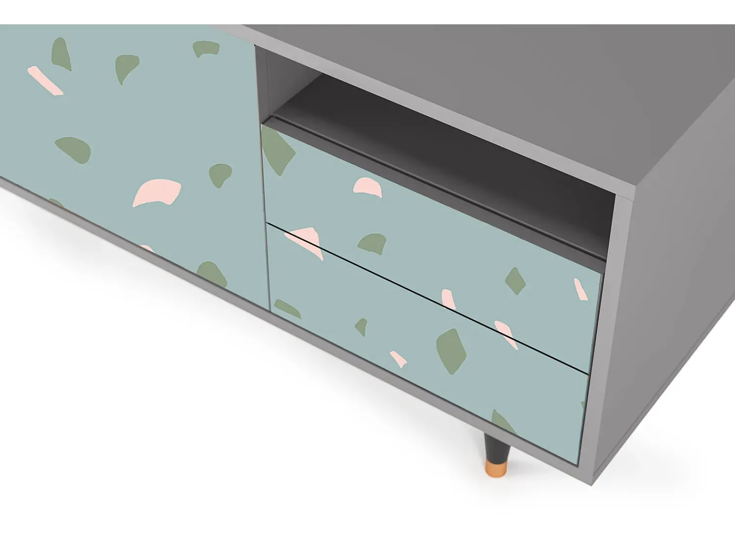 Móvel De Tv* Mueble de TV - 125х56х41 cm - T7 - Blue Drops, Cinza Cinzento