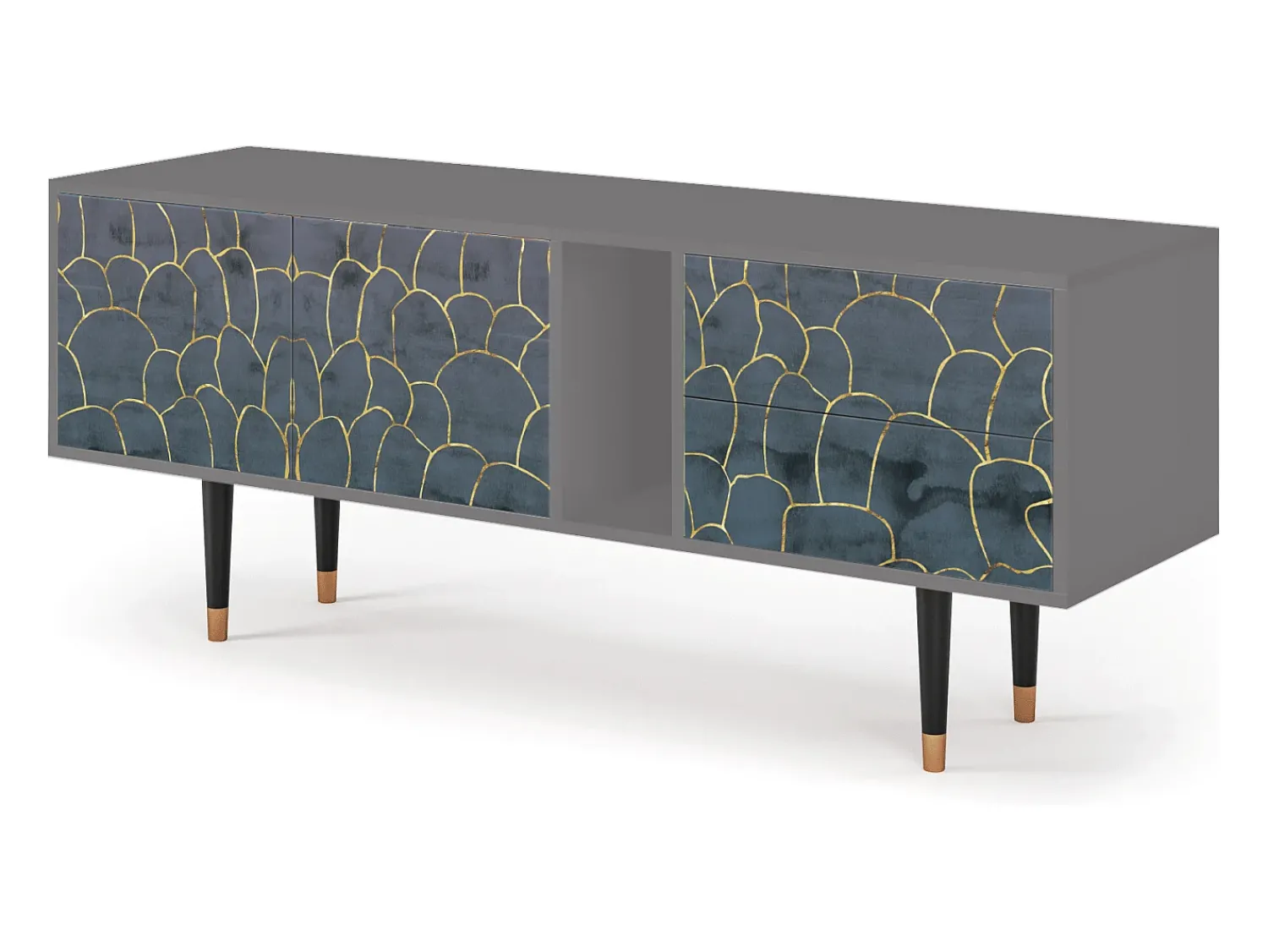 Móvel De Tv* Mueble de TV - 170х69х48 cm - T1 - Blue Lagoon, Cinza Cinzento