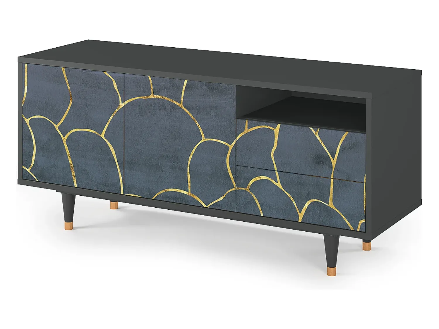 Online Mueble de TV - 125х56х41 cm - T7 - Blue Lagoon, Antracite Cinza antracite
