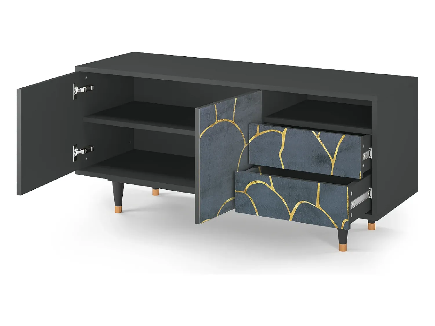 Online Mueble de TV - 125х56х41 cm - T7 - Blue Lagoon, Antracite Cinza antracite