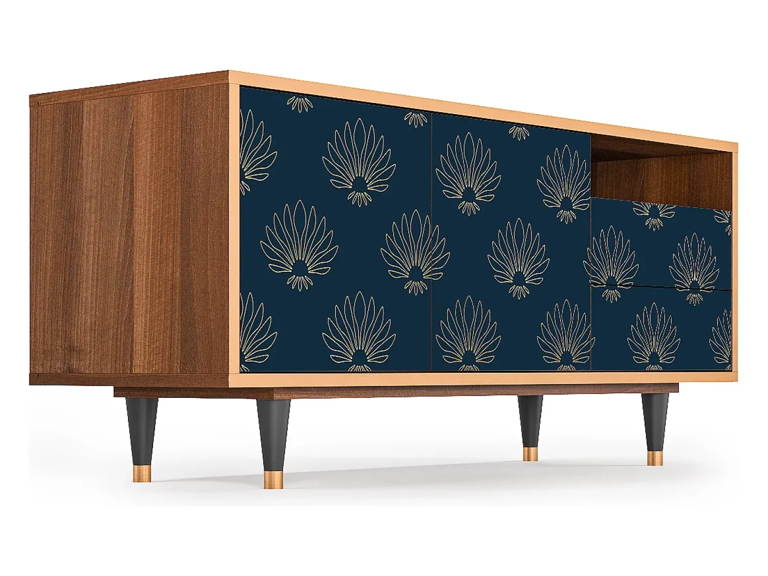 Móvel De Tv* Mueble de TV - 125х56х41 cm - T7 - Blue Lotus, Nogueira Castanho