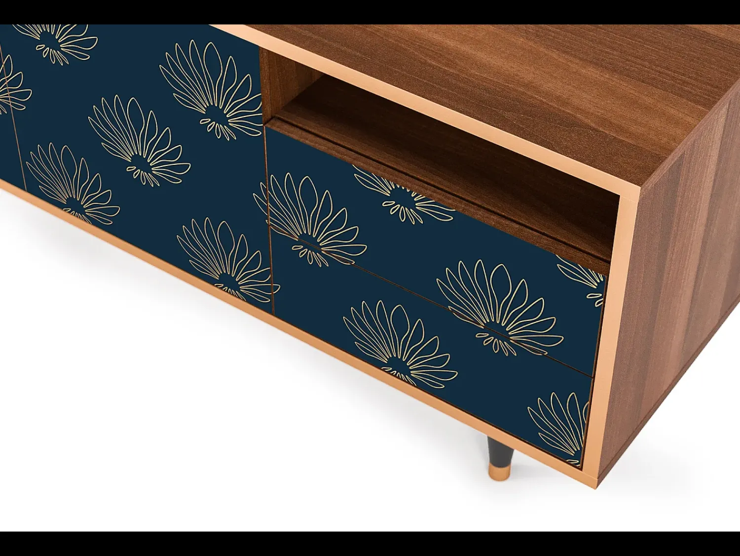 Móvel De Tv* Mueble de TV - 125х56х41 cm - T7 - Blue Lotus, Nogueira Castanho