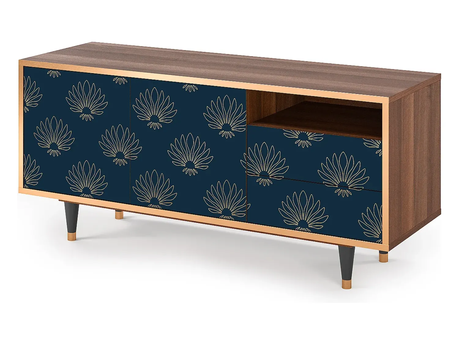 Móvel De Tv* Mueble de TV - 125х56х41 cm - T7 - Blue Lotus, Nogueira Castanho