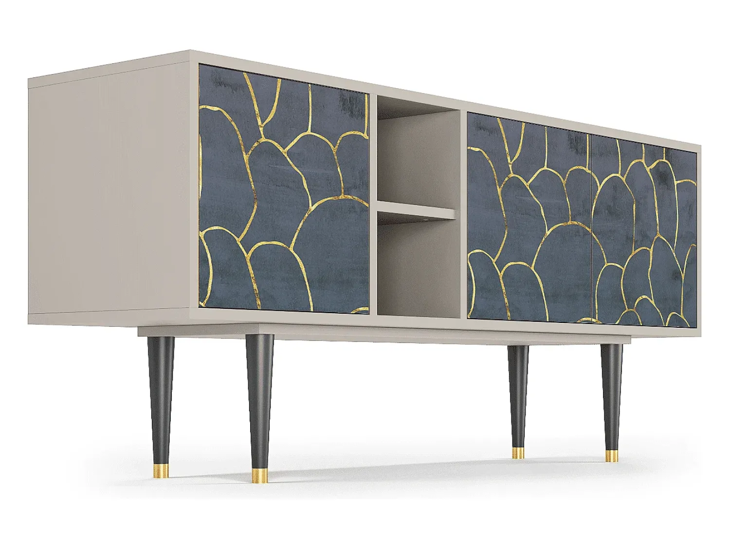 Móvel De Tv* Mueble de TV - 150х69х41 cm - T5 - Blue Lagoon, Areia Bege