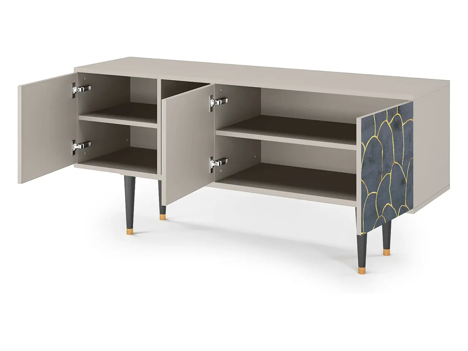 Móvel De Tv* Mueble de TV - 150х69х41 cm - T5 - Blue Lagoon, Areia Bege