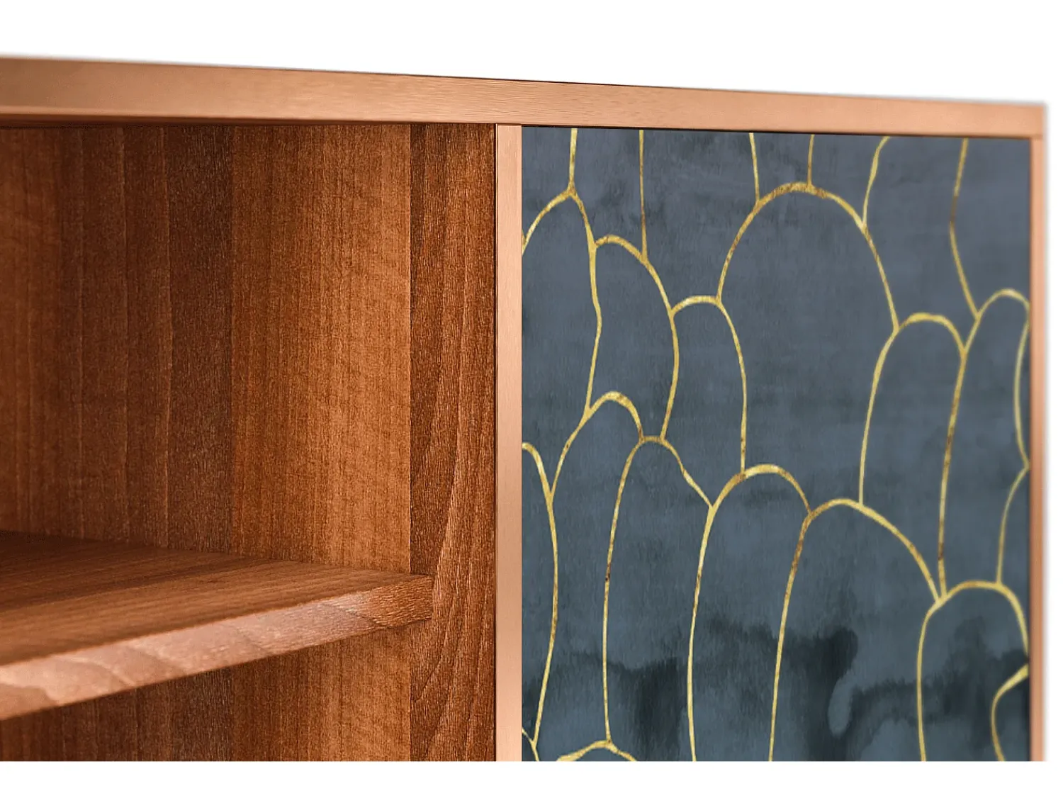 Móvel De Tv* Mueble de TV - 170х69х48 cm - T2 - Blue Lagoon, Nogueira Castanho