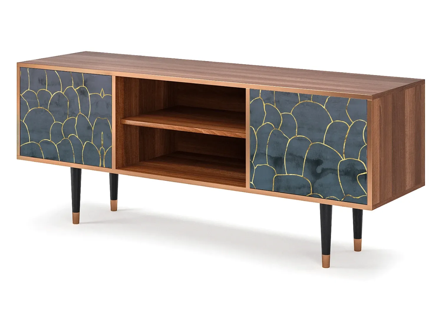 Móvel De Tv* Mueble de TV - 170х69х48 cm - T2 - Blue Lagoon, Nogueira Castanho
