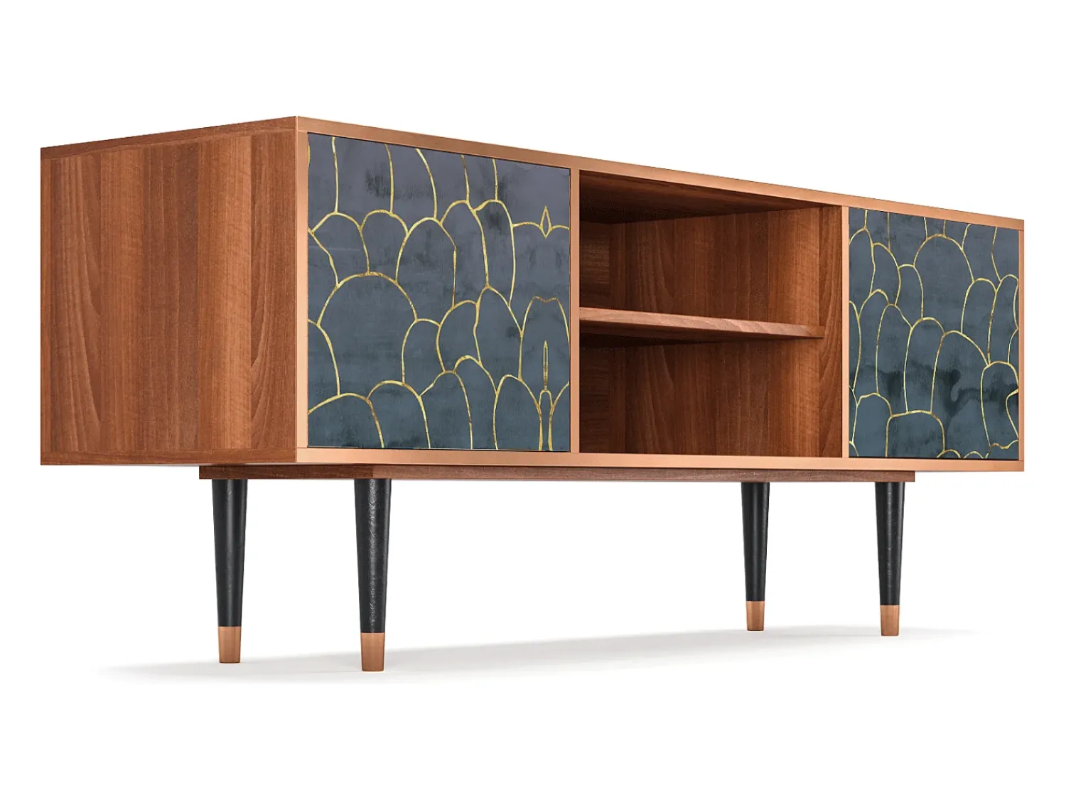 Móvel De Tv* Mueble de TV - 170х69х48 cm - T2 - Blue Lagoon, Nogueira Castanho